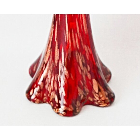 Vintage Art Glass Angel Tea Light Holder Red & Gold Flakes - Picture 6 of 8